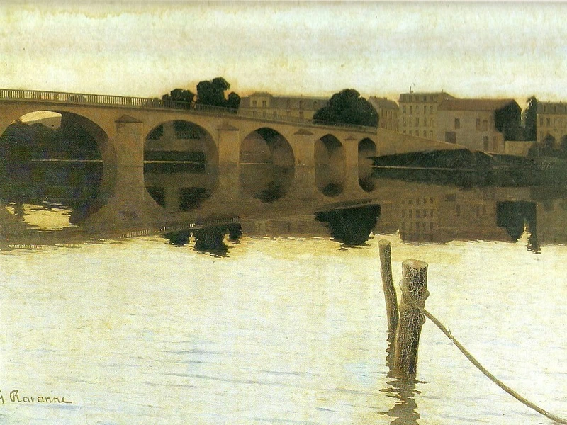 1854-Léon-Gustave Ravanne - Il Ponte di Meulan